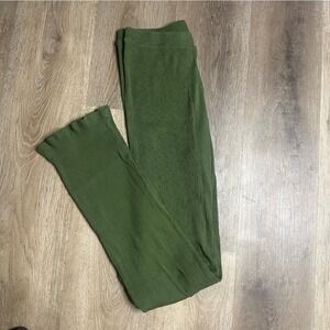 ASOS Ribbed Flare Leggings Olive‎ Green Casual Lounge Pants Comfy Soft size 4